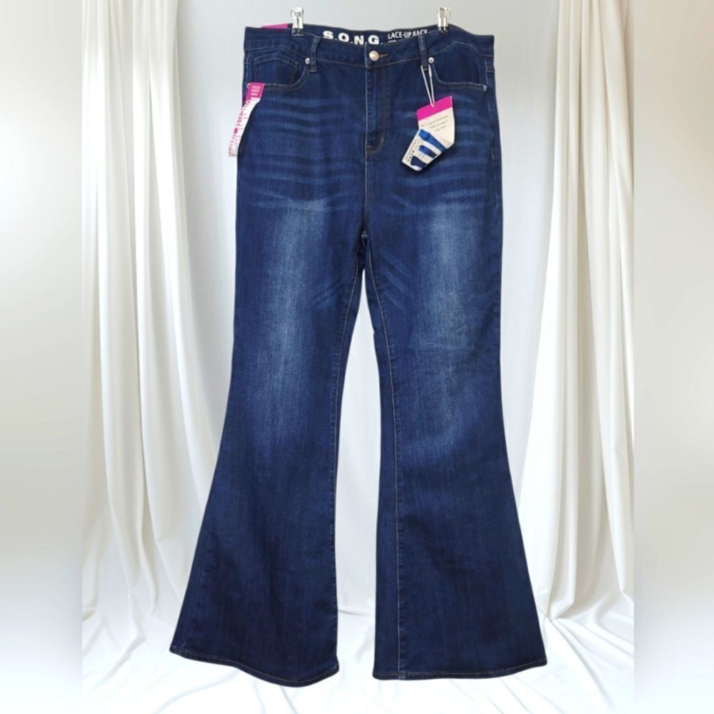 SONG Lace-up Back Fit And Flare Jeans, 17/33